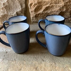 Set of 4 Sango blue coffee mugs